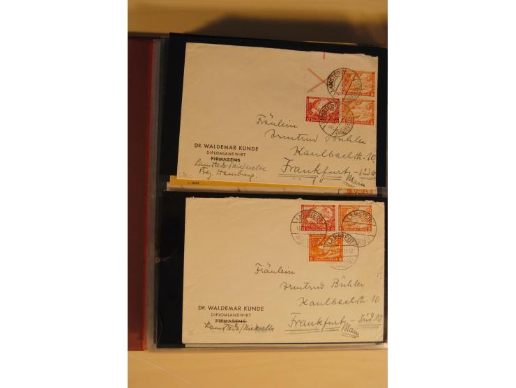 1933, äußerst umfangreiche Briefsammlung Wagner 3-40 Pfg. mit vielen interessanten Frankaturen, dabei über 30 Satzbriefe, vie