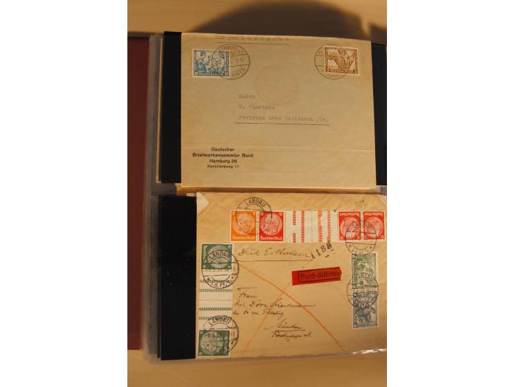 1933, äußerst umfangreiche Briefsammlung Wagner 3-40 Pfg. mit vielen interessanten Frankaturen, dabei über 30 Satzbriefe, vie