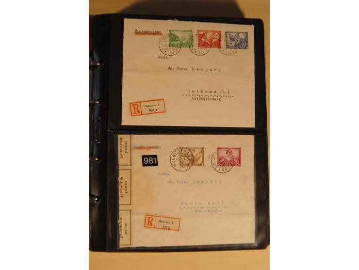 1933, äußerst umfangreiche Briefsammlung Wagner 3-40 Pfg. mit vielen interessanten Frankaturen, dabei über 30 Satzbriefe, vie