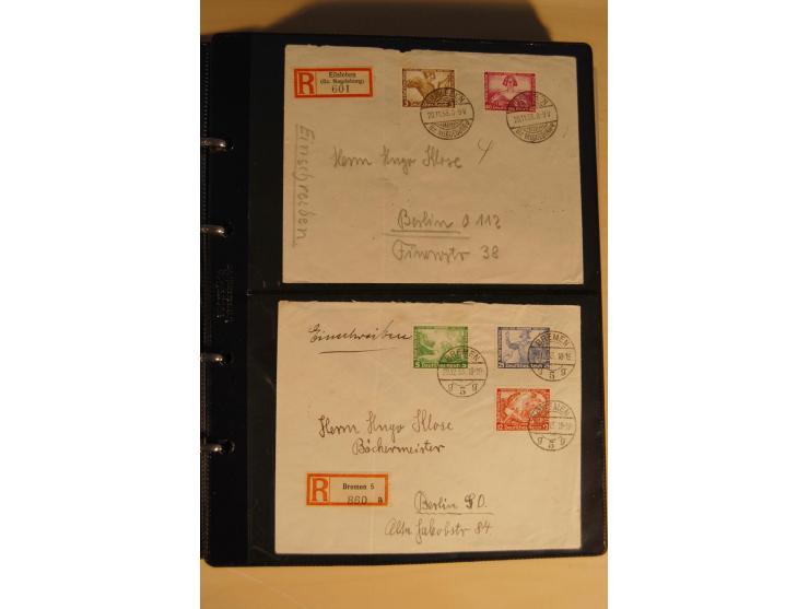 1933, äußerst umfangreiche Briefsammlung Wagner 3-40 Pfg. mit vielen interessanten Frankaturen, dabei über 30 Satzbriefe, vie