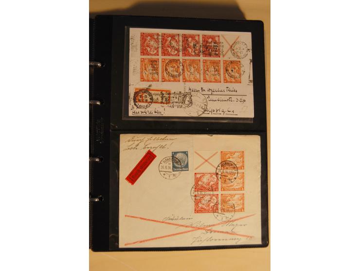 1933, äußerst umfangreiche Briefsammlung Wagner 3-40 Pfg. mit vielen interessanten Frankaturen, dabei über 30 Satzbriefe, vie