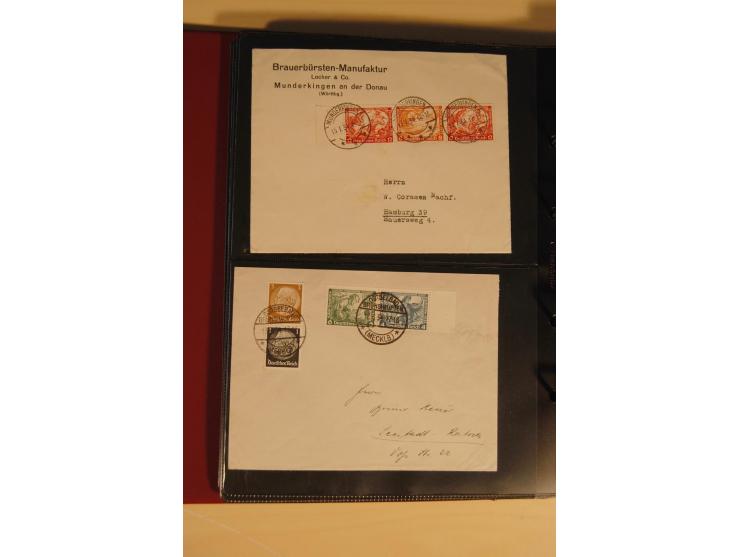 1933, äußerst umfangreiche Briefsammlung Wagner 3-40 Pfg. mit vielen interessanten Frankaturen, dabei über 30 Satzbriefe, vie