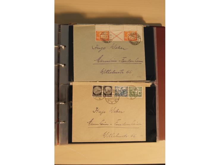1933, äußerst umfangreiche Briefsammlung Wagner 3-40 Pfg. mit vielen interessanten Frankaturen, dabei über 30 Satzbriefe, vie