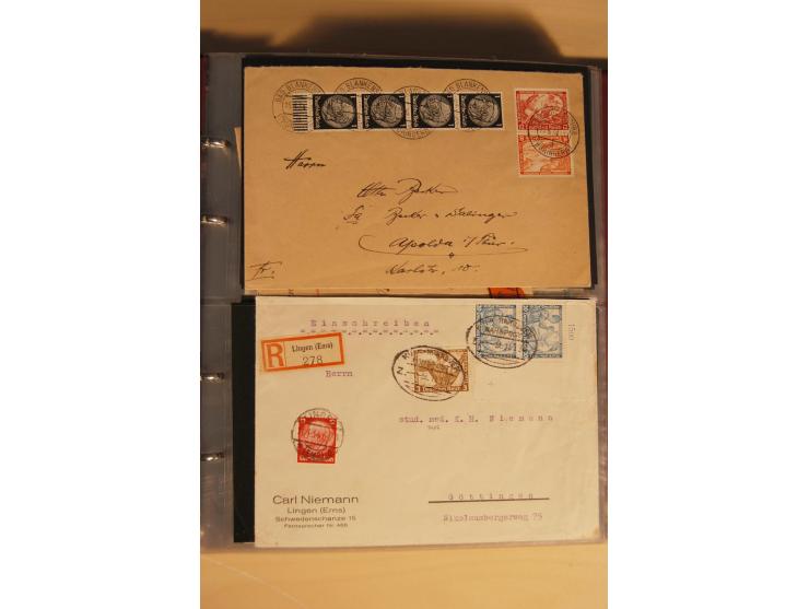 1933, äußerst umfangreiche Briefsammlung Wagner 3-40 Pfg. mit vielen interessanten Frankaturen, dabei über 30 Satzbriefe, vie