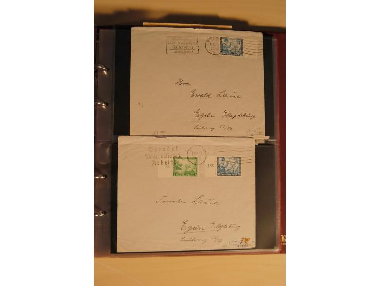 1933, äußerst umfangreiche Briefsammlung Wagner 3-40 Pfg. mit vielen interessanten Frankaturen, dabei über 30 Satzbriefe, vie