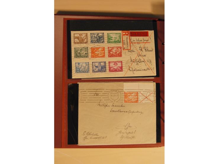 1933, äußerst umfangreiche Briefsammlung Wagner 3-40 Pfg. mit vielen interessanten Frankaturen, dabei über 30 Satzbriefe, vie