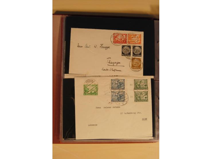 1933, äußerst umfangreiche Briefsammlung Wagner 3-40 Pfg. mit vielen interessanten Frankaturen, dabei über 30 Satzbriefe, vie