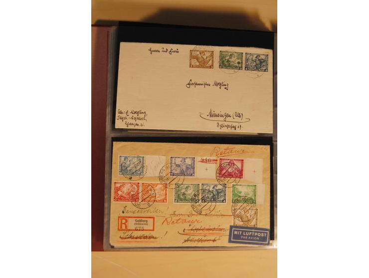 1933, äußerst umfangreiche Briefsammlung Wagner 3-40 Pfg. mit vielen interessanten Frankaturen, dabei über 30 Satzbriefe, vie