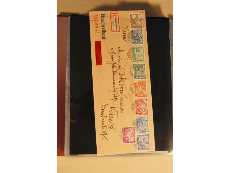 1933, äußerst umfangreiche Briefsammlung Wagner 3-40 Pfg. mit vielen interessanten Frankaturen, dabei über 30 Satzbriefe, vie