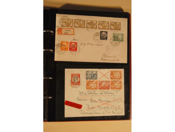 1933, äußerst umfangreiche Briefsammlung Wagner 3-40 Pfg. mit vielen interessanten Frankaturen, dabei über 30 Satzbriefe, vie
