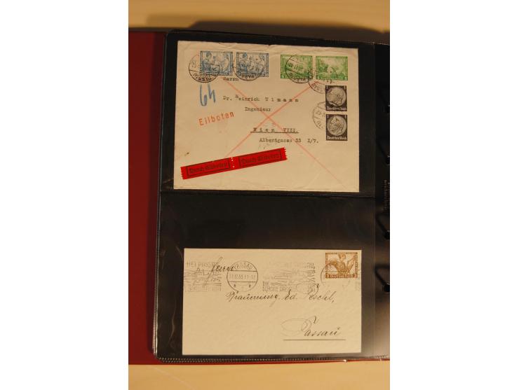 1933, äußerst umfangreiche Briefsammlung Wagner 3-40 Pfg. mit vielen interessanten Frankaturen, dabei über 30 Satzbriefe, vie