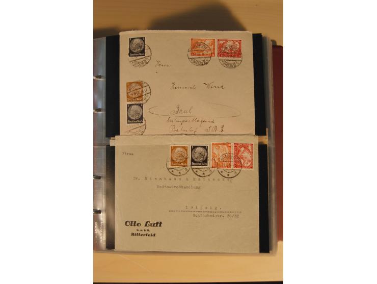 1933, äußerst umfangreiche Briefsammlung Wagner 3-40 Pfg. mit vielen interessanten Frankaturen, dabei über 30 Satzbriefe, vie