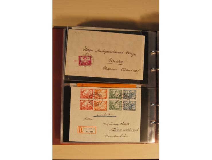 1933, äußerst umfangreiche Briefsammlung Wagner 3-40 Pfg. mit vielen interessanten Frankaturen, dabei über 30 Satzbriefe, vie