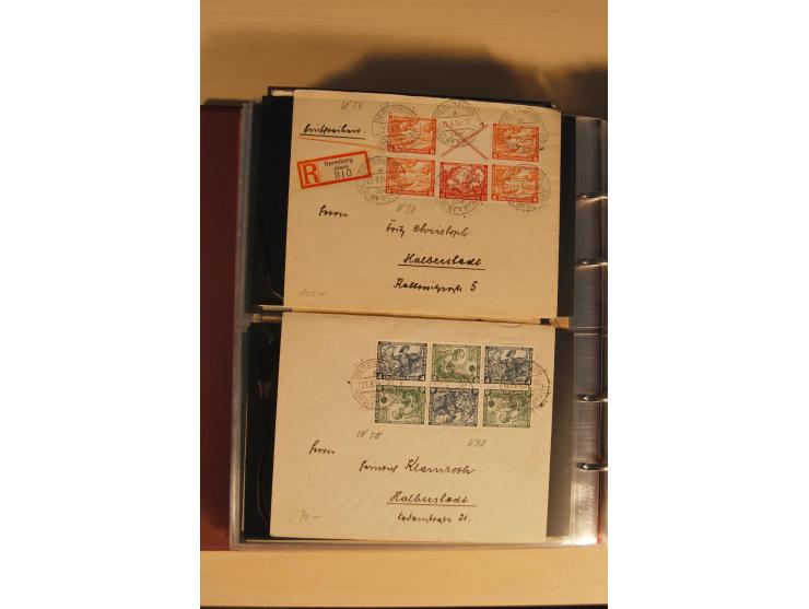 1933, äußerst umfangreiche Briefsammlung Wagner 3-40 Pfg. mit vielen interessanten Frankaturen, dabei über 30 Satzbriefe, vie