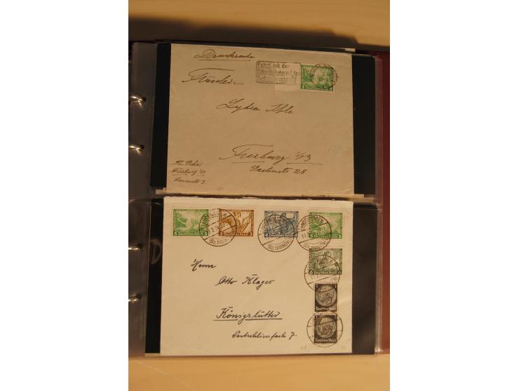 1933, äußerst umfangreiche Briefsammlung Wagner 3-40 Pfg. mit vielen interessanten Frankaturen, dabei über 30 Satzbriefe, vie