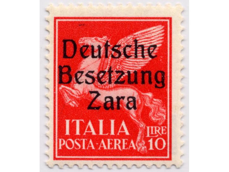 10 Lire karmin mit rückseitig vollem Abklatsch des Aufdruckes, postfrisch in tadelloser Erhaltung; große Besatzungs- und Flug