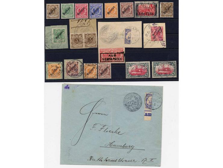 1899/1915, interessante Zusammenstellung mit meist hochwertigen Ausgaben, dabei DP Marokko mit I-VI ungebraucht und 58 M gest