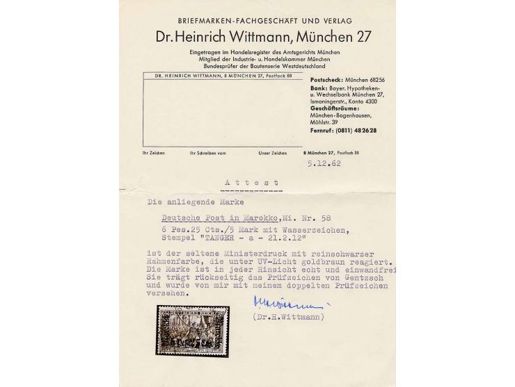1899/1915, interessante Zusammenstellung mit meist hochwertigen Ausgaben, dabei DP Marokko mit I-VI ungebraucht und 58 M gest