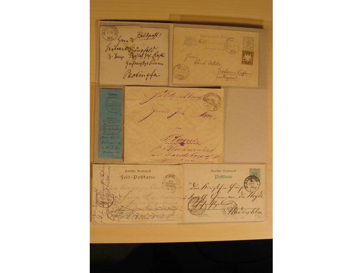 1895/1910, 20 interessante Briefe und Karten mit Einzel- und Mehrfachfrankaturen, interessanten Stempeln, Feldpost und weiter