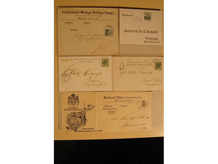 1900/14, 25 Drucksachenfrankaturen mit interessanten Firmenumschlägen, verschiedene Stempel und Frankaturen, Firmenwerbekarte