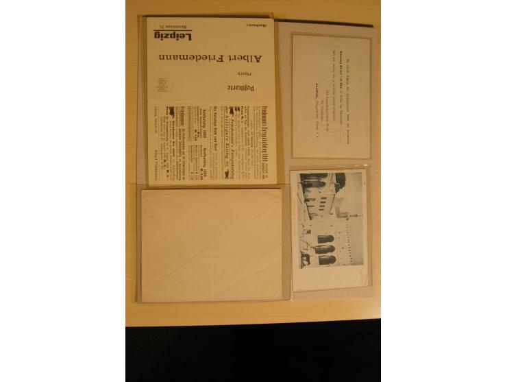 1900/14, 25 Drucksachenfrankaturen mit interessanten Firmenumschlägen, verschiedene Stempel und Frankaturen, Firmenwerbekarte