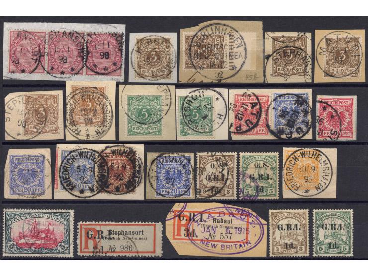 1891/1915, sehr interessante gestempelte Zusammenstellung mit Schwerpunkt Vorläufer-Ausgaben und engl. Besetzung (22 Werte in