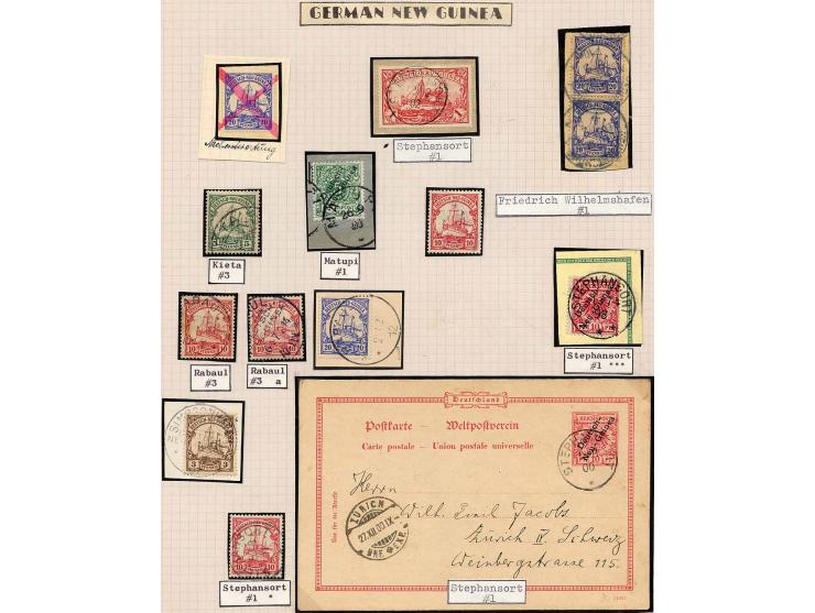 1892/1912 (ca.), gestempelte Zusammenstellung mit 2 Vorläuferbriefen (Krone/Adler 20 Pfg. einzeln und Paar), Briefstücken und