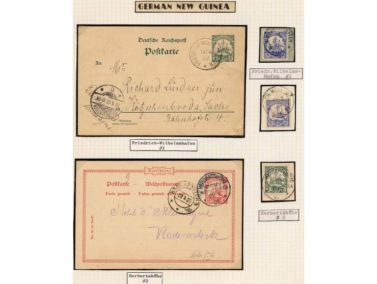 1892/1912 (ca.), gestempelte Zusammenstellung mit 2 Vorläuferbriefen (Krone/Adler 20 Pfg. einzeln und Paar), Briefstücken und