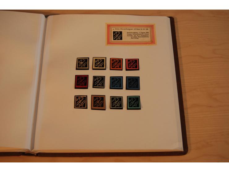 1889, kpl. ungebrauchte Sammlung aller Frei- und Dienstmarken im sogenannten Lerche-Album mit Gutachten von Lerche und Dr. Pi