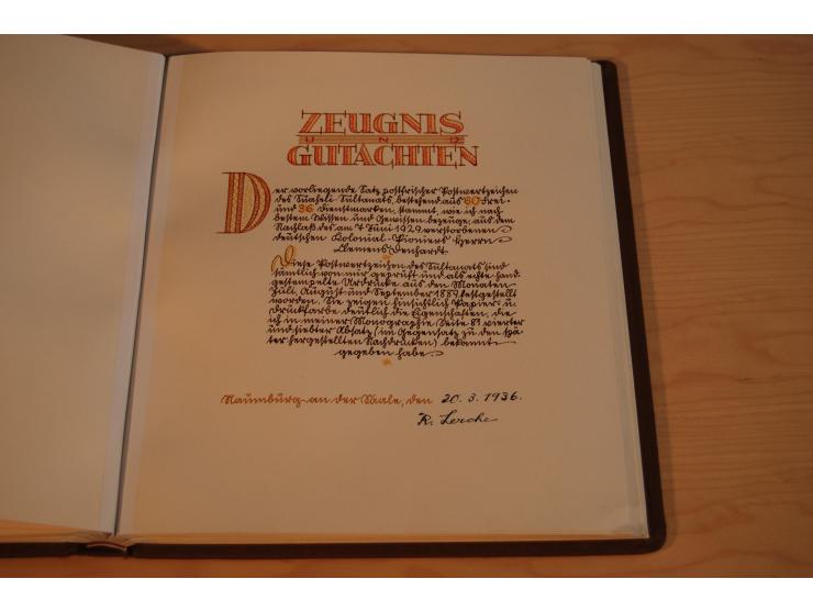 1889, kpl. ungebrauchte Sammlung aller Frei- und Dienstmarken im sogenannten Lerche-Album mit Gutachten von Lerche und Dr. Pi