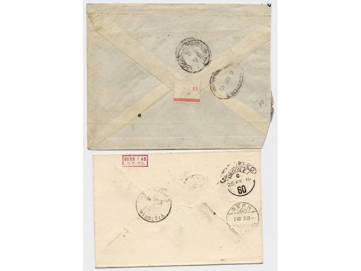 1888/1915, sehr interessante Zusammenstellung mit besseren Werten und vielen Vorläufer-Ausgaben, dazu 4 Briefe der brit. Bese