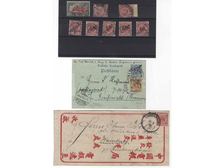 1898/1905, sehr hochwertige gestempelte Zusammenstellung mit schönen Briefstücken und 3 Briefen/Karten, Schwerpunkt bei den V