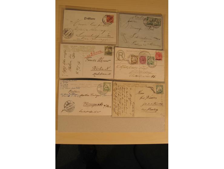 1901/13, 14 Briefe und Karten mit zum Teil interessanten Stempeln und Besonderheiten, dabei u.a. Karte mit Stempel "DSP SHANG