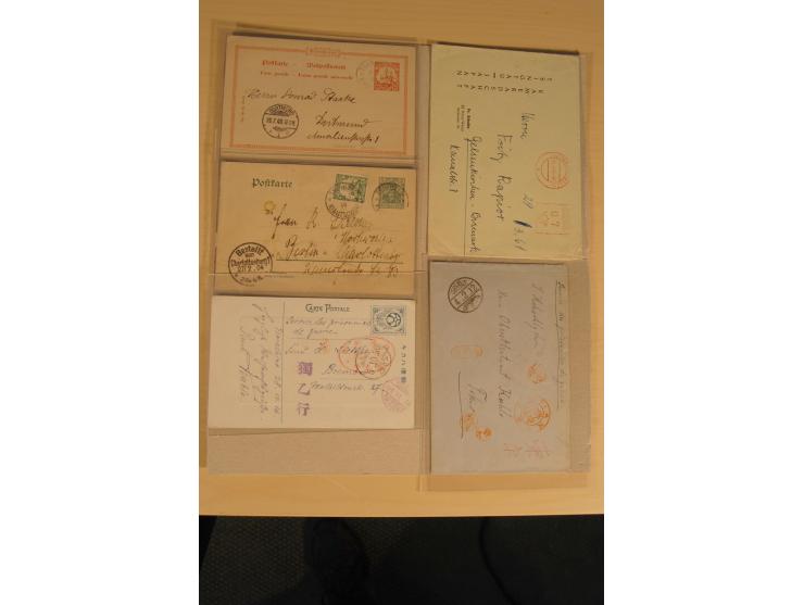 1901/13, 14 Briefe und Karten mit zum Teil interessanten Stempeln und Besonderheiten, dabei u.a. Karte mit Stempel "DSP SHANG