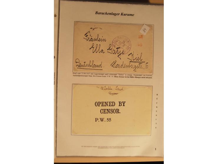 1914/20, Sammlung von über 150 Briefen, Karten und Ganzsachen aus nahezu allen Lagern, dabei Asakusa, Kuruwe Tempellager (3),