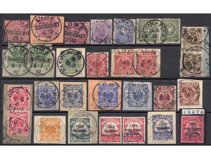 1889/1915,  sehr interessante Zusammenstellung mit Vorläufer-Ausgaben und brit. und frz. Besetzung mit schönen Briefstücken, 