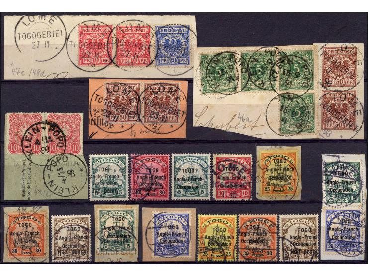 1889/1915,  sehr interessante Zusammenstellung mit Vorläufer-Ausgaben und brit. und frz. Besetzung mit schönen Briefstücken, 