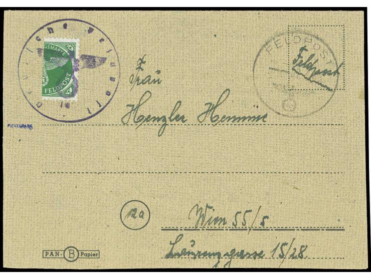 1945, Kurland-Schnellbrief mit halbierter Zulassungsmarke mit Aufgabestempel "FELDPOST 07.4.45" von einem Angehörigen der Fel