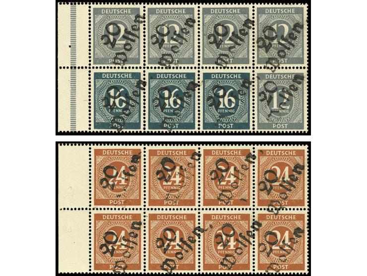 1948, Bezirkshandstempel: "20/Wolfen" auf Heftchenblättern 12+16 Pfennig und 24 Pfennig, postfrisch in sehr guter Erhaltung m