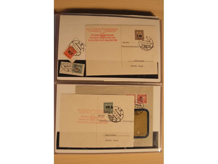 1935, fast ausschließlich gestempelte Sammlung von überwiegend Karlsbad und Reichenberg-Mafferdorf mit etlichen Briefen/Karte