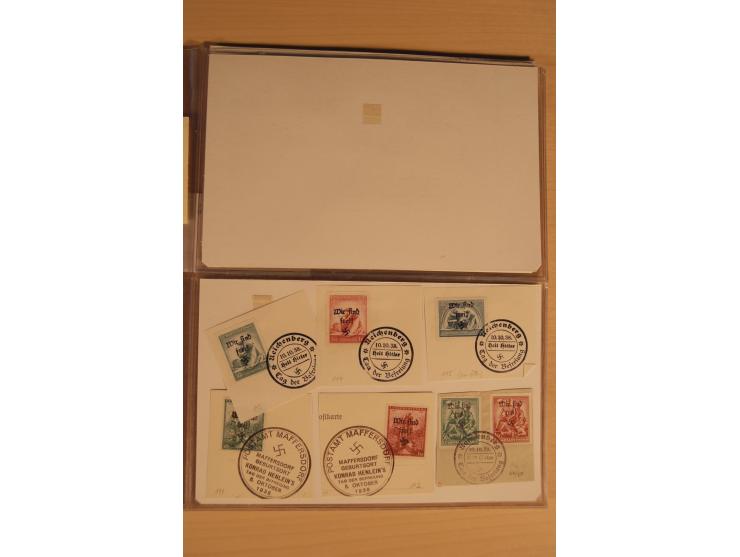 1935, fast ausschließlich gestempelte Sammlung von überwiegend Karlsbad und Reichenberg-Mafferdorf mit etlichen Briefen/Karte