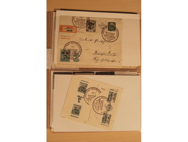 1935, fast ausschließlich gestempelte Sammlung von überwiegend Karlsbad und Reichenberg-Mafferdorf mit etlichen Briefen/Karte