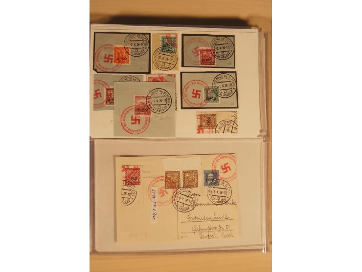 1935, fast ausschließlich gestempelte Sammlung von überwiegend Karlsbad und Reichenberg-Mafferdorf mit etlichen Briefen/Karte