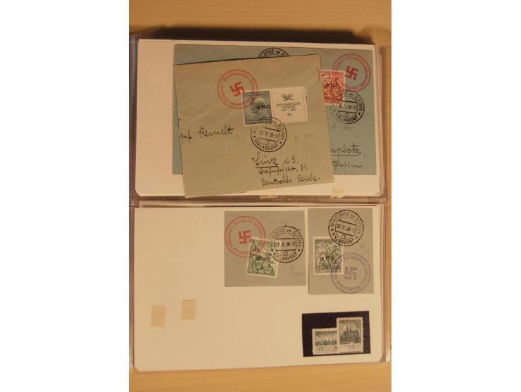1935, fast ausschließlich gestempelte Sammlung von überwiegend Karlsbad und Reichenberg-Mafferdorf mit etlichen Briefen/Karte