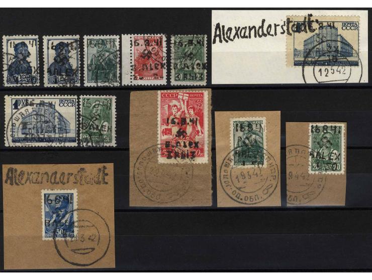 1942, 12 gestempelte Marken bzw. Briefstücke mit auch besseren Werten, alle signiert, meist Zirath bzw. Krischek, Mi.-Nr. 12Y