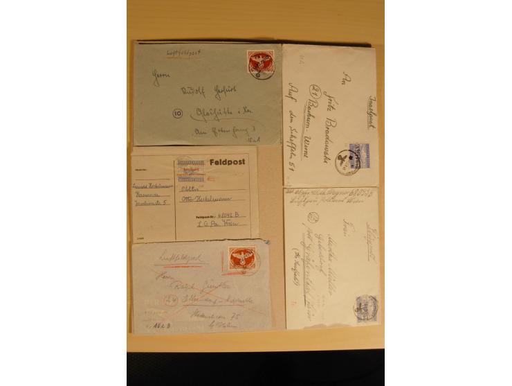 1942/45, sehr interessante, meist gestempelte Sammlungen mit etlichen Briefstücken und 13 Inselpost-Briefen, fast alle besser