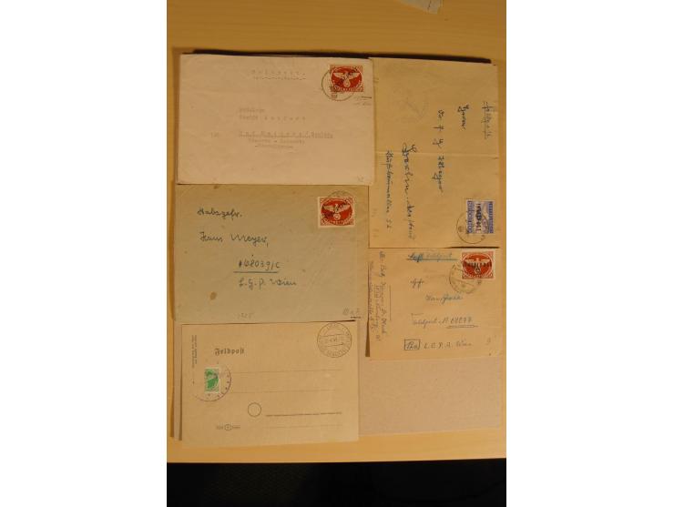 1942/45, sehr interessante, meist gestempelte Sammlungen mit etlichen Briefstücken und 13 Inselpost-Briefen, fast alle besser