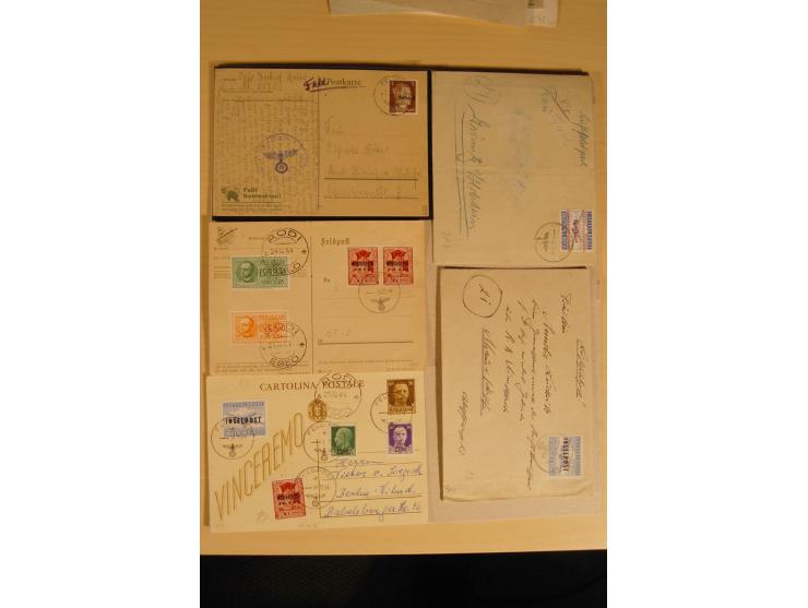 1942/45, sehr interessante, meist gestempelte Sammlungen mit etlichen Briefstücken und 13 Inselpost-Briefen, fast alle besser
