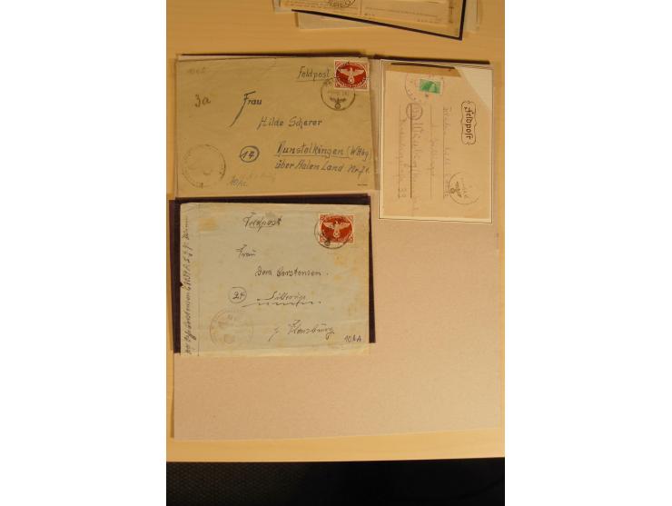 1942/45, sehr interessante, meist gestempelte Sammlungen mit etlichen Briefstücken und 13 Inselpost-Briefen, fast alle besser