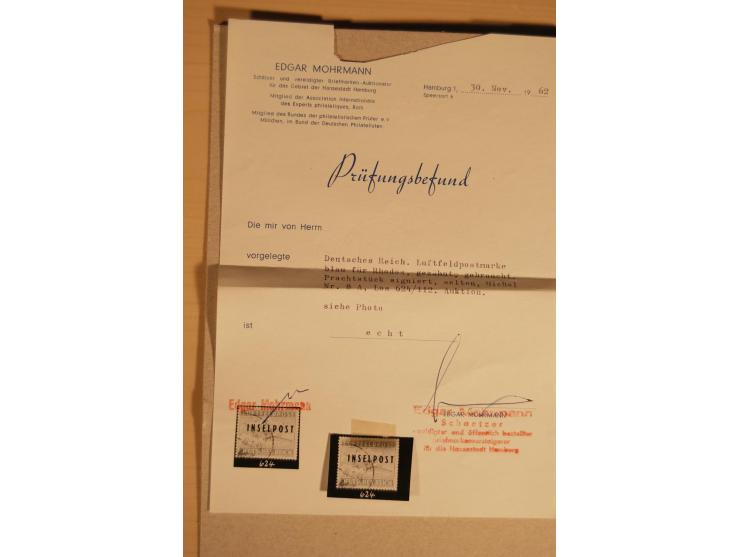 1942/45, sehr interessante, meist gestempelte Sammlungen mit etlichen Briefstücken und 13 Inselpost-Briefen, fast alle besser